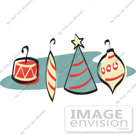 450x450 Royalty Free Cartoon Clip Art Of A Four Colorful Tree Ornaments