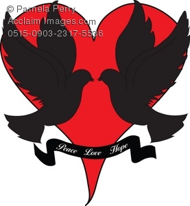 277x300 Doves Over A Heart With The Words, Peace, Love, Hope Royalty