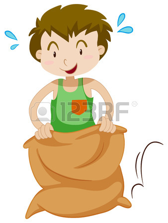 338x450 Little Boy Hopping Alone Illustration Royalty Free Cliparts