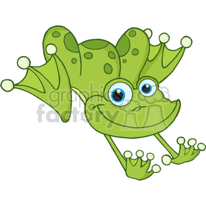 300x300 Royalty Free Cartoon Happy Hopping Frog 381871 Vector Clip Art