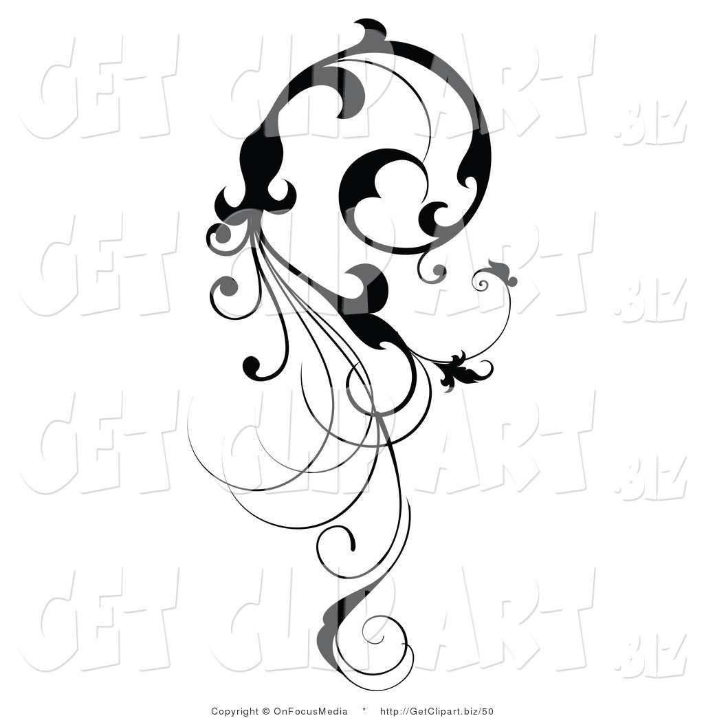 1024x1044 Clip Art Of A Vertical Black Silhouetted Scroll Vine Design