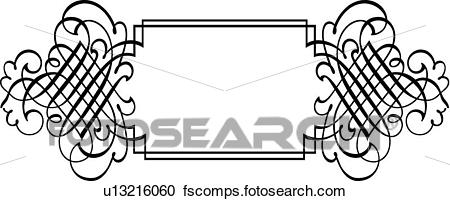 450x201 Clipart Of Calligraphic Design Of Horizontal Ornate Frame