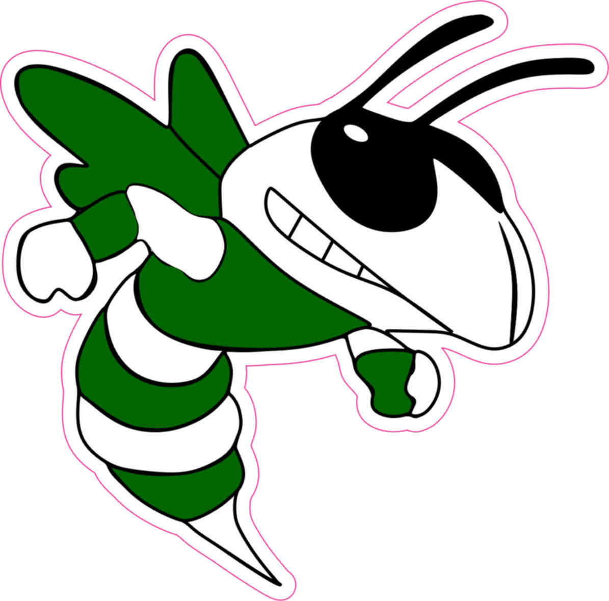 1195x1179 4in X 4in Green Hornet Mascot Sticker Vinyl Vehicle Bumper