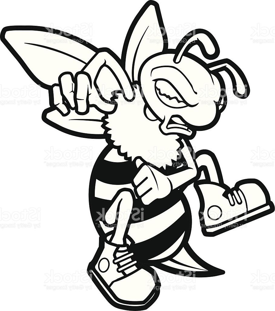 908x1024 Top Bee Mascot Black And White Vector Cdr