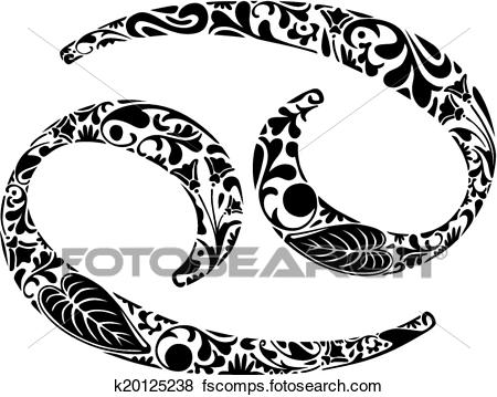 450x359 Clip Art Of Cancer Zodiac Sign K20125238