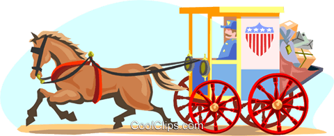 480x196 Horse Drawn Mail Carriage Royalty Free Vector Clip Art
