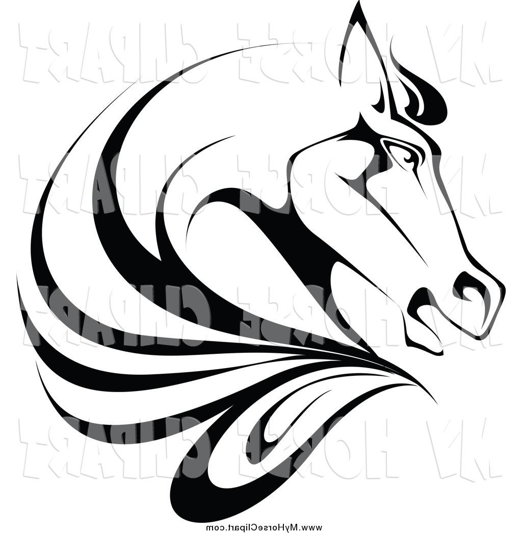1024x1044 Best Free Clip Art Of Black And White Horse Head In Profile By