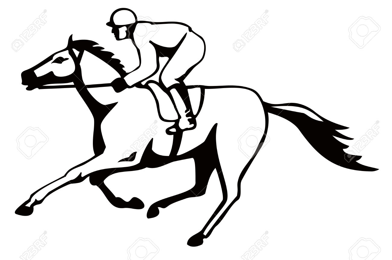 1300x862 Horse Racing Clipart Black And White
