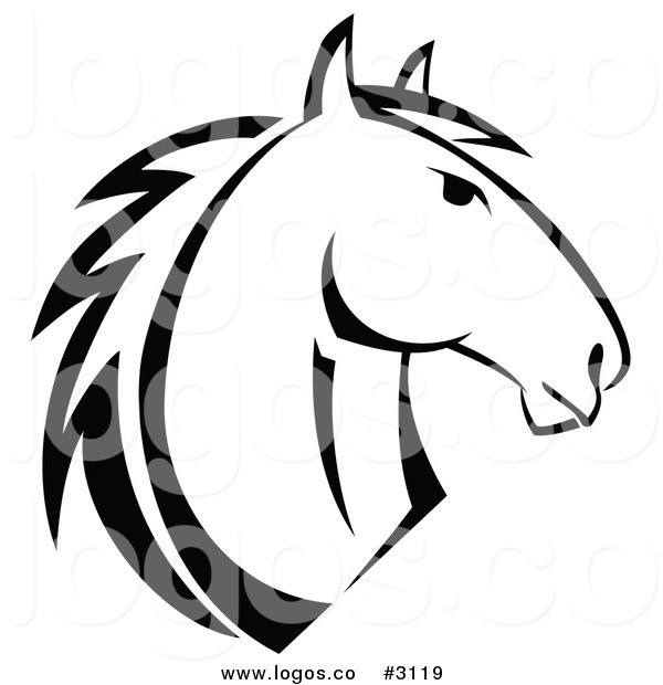 600x620 Royalty Free Vector Of A Black And White Horse Logo By Vector