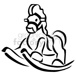 300x300 Royalty Free A Black And White Rocking Horse 159223 Vector Clip