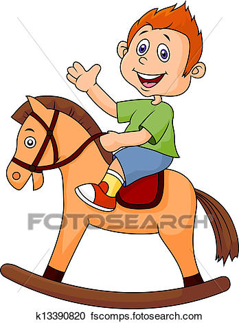 348x470 Clipart Of Cartoon Boy Riding A Horse Toy K13390820