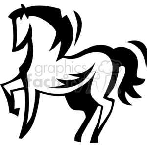 300x300 Royalty Free Black And White Outline Of A Horse 132786 Vector Clip