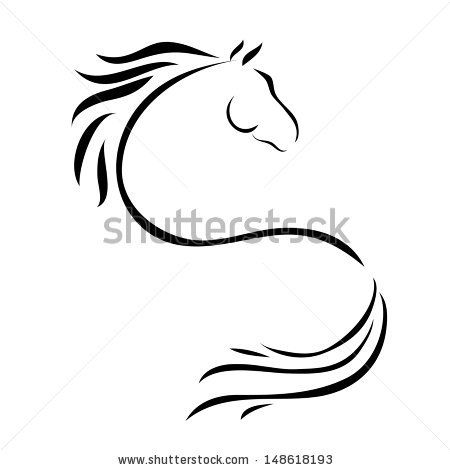 450x470 A Horse Head Graphic Of A High Headed Horse With A Long Billowing