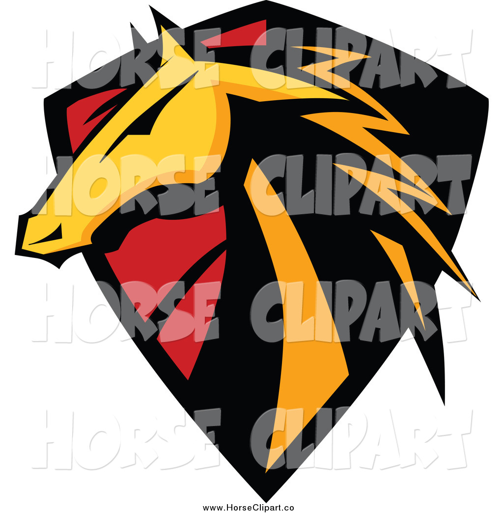 1024x1044 Clip Art Of A Golden Horse Head Badge Shield By Chromaco
