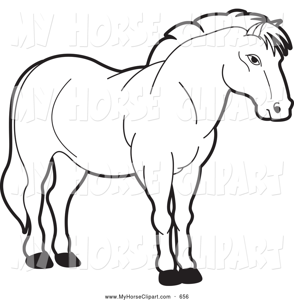 1024x1044 Clip Art Of A Black And White Horse By Lal Perera