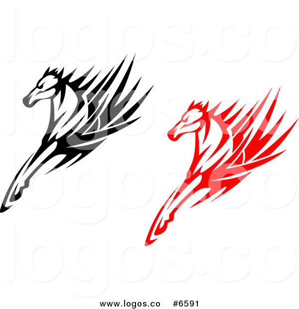 600x620 Royalty Free Clip Art Vector Logos Of Black And Red Tribal Horses