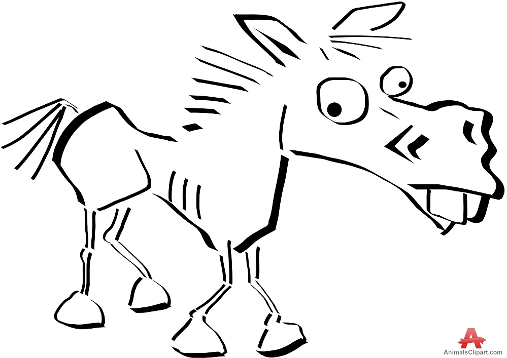 999x707 Outline Funny Horse Drawing Character Free Clipart Design Download