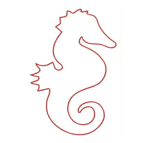 600x600 Outline Red Sea Horse Embroidery Designs Freebie