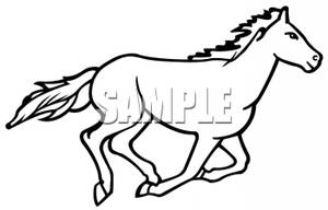300x192 Running Horse Outline Clipart Panda
