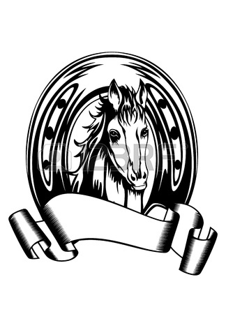 324x450 Vector Illustration Heads Horses And Horse Shoe Royalty Free