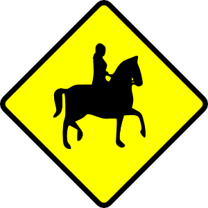 300x300 Caution Horse Ridder Crossing Clip Art