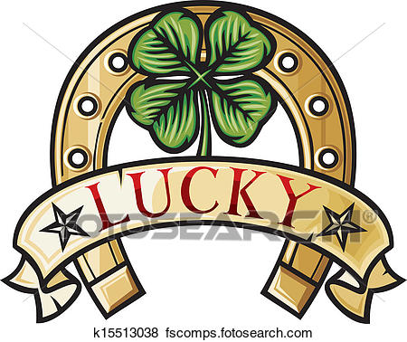 450x378 Clip Art Of Horseshoe And Four Leaf Clover K15513038