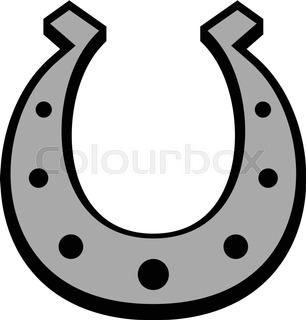 306x320 Horseshoe Lucky Symbol With Horse Isolated On White Stock Vector
