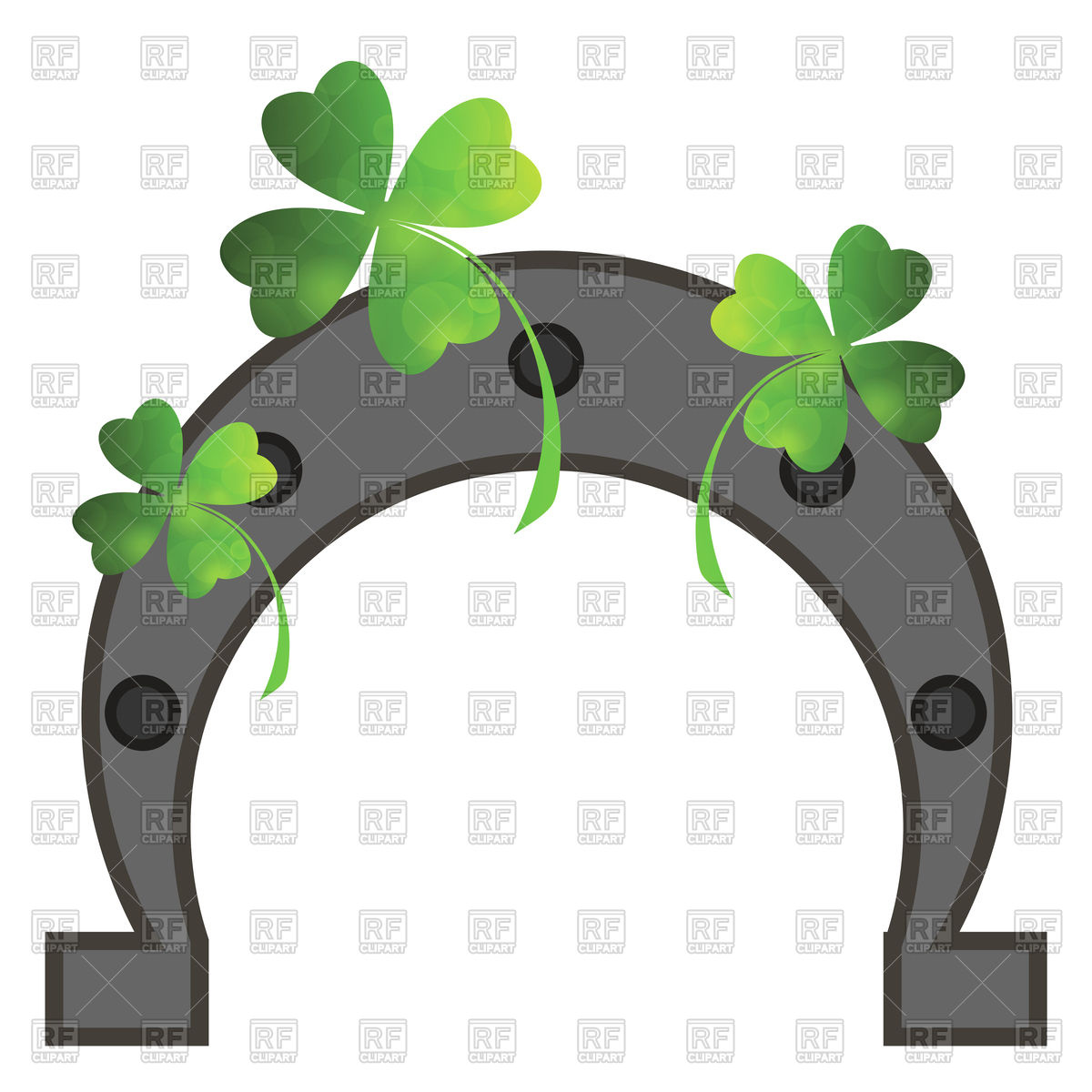 1200x1200 Green Clover Leaves And Horseshoe