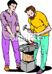 212x300 Art Image Blacksmiths Making A Horseshoe