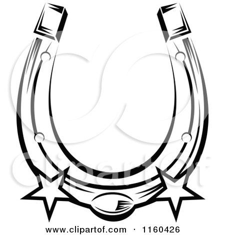 450x470 Clipart Of A Black And White Horseshoe 9