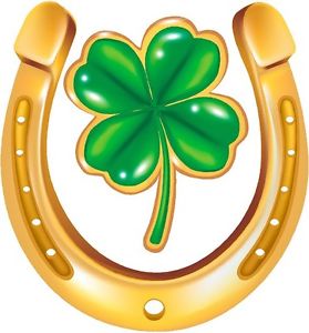 279x300 Lucky Horseshoe Clover Irish Cornhole Board Game Vinyl Graphic