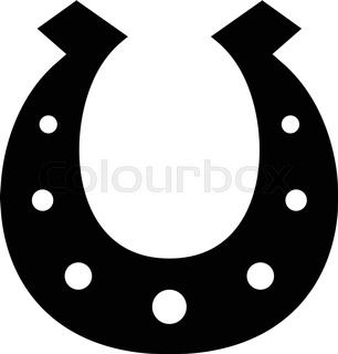 306x320 Silhouette Lucky Irish Horseshoe In Black Gold And Silver Stock