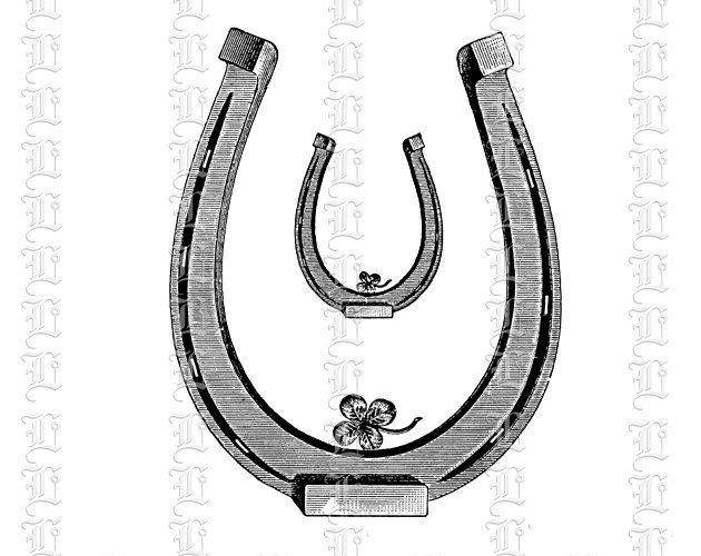 630x500 Digital Collage Sheet Good Luck Horseshoe And Clover Vintage Clip