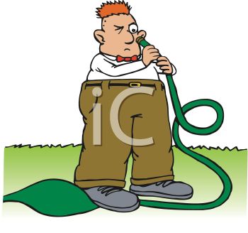 350x328 Royalty Free Clip Art Image Man Looking Into A Garden Hose About