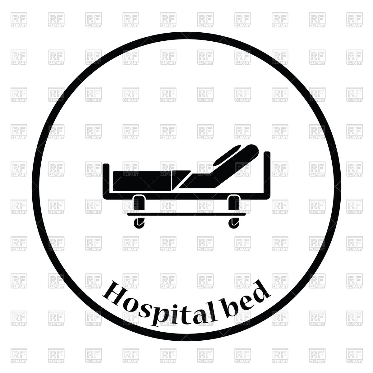 1200x1200 Thin Circle Design Of Hospital Bed Icon Royalty Free Vector Clip
