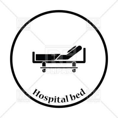 400x400 Thin Circle Design Of Hospital Bed Icon Royalty Free Vector Clip