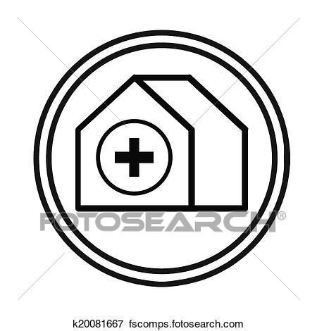 450x470 Clip Art Of Hospital Building Symbol Vector K20081667