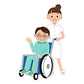 170x170 Drawing Of Hospital Volunteers Escorting An Elderly Woman Bfa0023