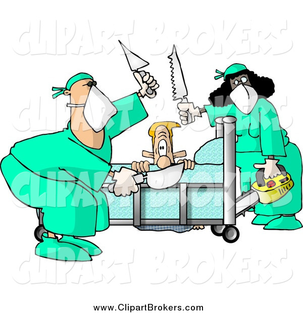 600x620 Clip Art Of A Male Patient Getting Limbs Amputated By Doctors