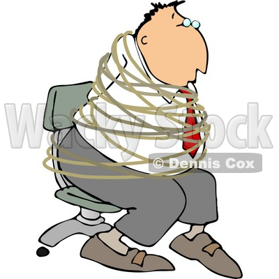 400x400 Businessman Tied With Rope To A Chair Clipart Djart