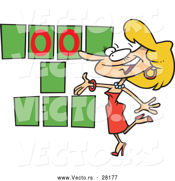 600x620 Vector Of A Competitive Cartoon Game Show Hostess Trying