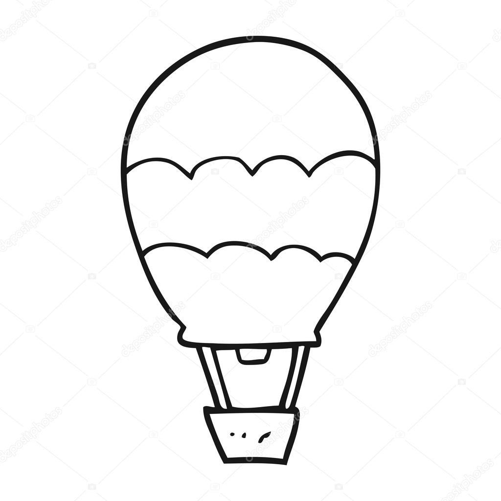 1024x1024 Black And White Cartoon Hot Air Balloon Stock Vector
