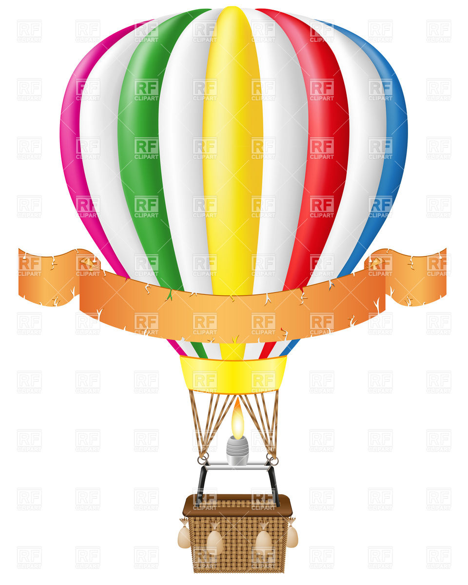 960x1200 Hot Air Balloon And Blank Ribbon Royalty Free Vector Clip Art