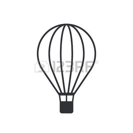 450x450 Hot Air Balloon Line Icon, Modern Minimal Flat Design Style