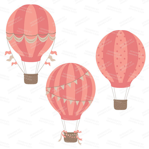 570x569 Pink Hot Air Balloon Clipart