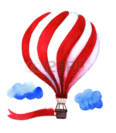 394x450 Watercolor Hot Air Balloon. Hand Drawn Vintage Air Balloons