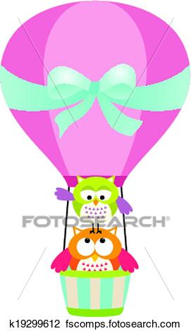 271x470 Clipart Of Owls In A Hot Air Balloon K19299612