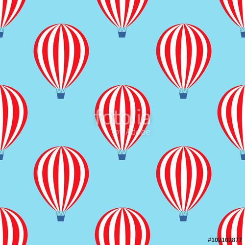500x500 Hot Air Balloon Seamless Pattern. Baby Shower Vector Illustration
