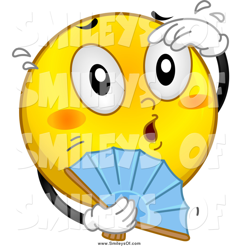 1024x1044 Vector Clipart Of A Hot Smiley With A Hand Fan By Bnp Design