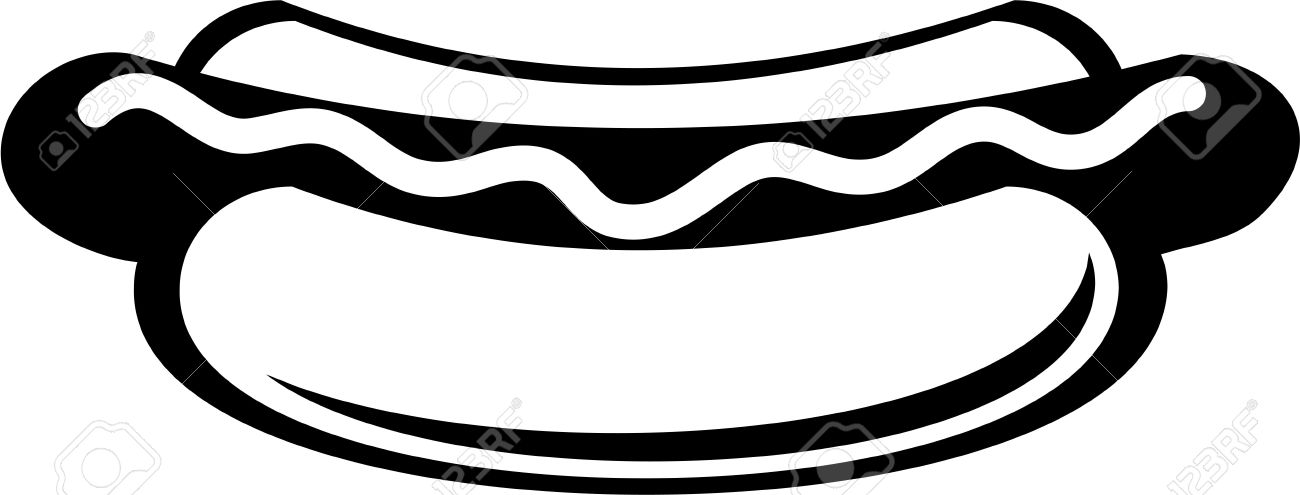 1300x495 Hot Dog Clipart Black And White